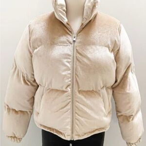 Women's Velvet Cream Puffer Jacket